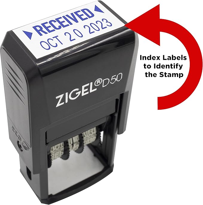 ZIGEL D50 Date Stamp with Approved - Self Inking Date Stamp - Blue
