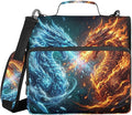 Fire Ice Dragon Print 3 Ring Zipper Binder with Shoulder Strap & Handle 2 Inch D-Ring Zippered Binder Bag with Multiple Pocket & Pencil Pouch, Binder Organizer for School or Office