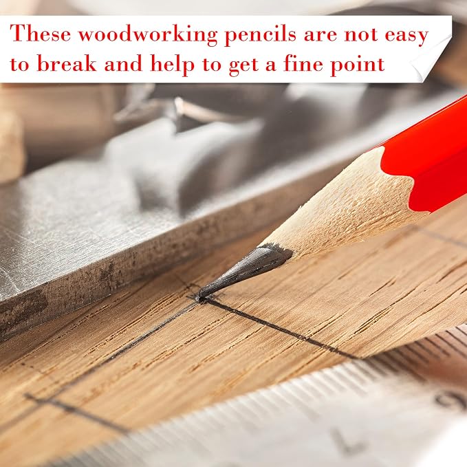 Fainne 48 Pcs Jumbo Pencil, Wooden Pencil with Black Core for Carpenters Construction Workers Woodworkers Framers Beginners Students Teachers DIY Project(Red)