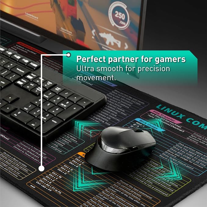 Pixiecube Linux Commands Line Mouse pad - Extended Large Cheat Sheet Mousepad. Shortcuts to Kali/Red Hat/Ubuntu/OpenSUSE/Arch/Debian/Unix Programmer. XXL Non-Slip Gaming Desk mat