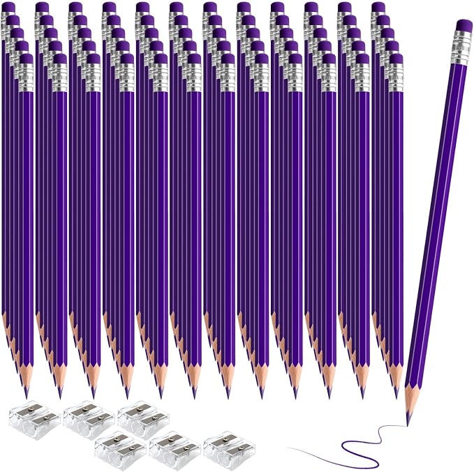 120 PCS Purple Pencils Bulk with Eraser, Pre-Sharpened HB Pencils for Writing & Drawing, School Supplies for Kids Homework, Tests, Art Crafts & Teacher Grading(Purple)