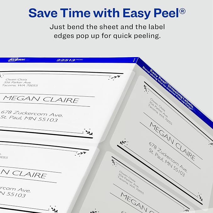 Avery® Printable Shipping Labels, Sure Feed® Technology, 3-1/3" x 4", Matte Clear, 300 Blank Mailing Labels (5664)