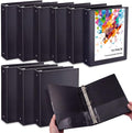 TaoBary 10 Pack 3 Inch 3 Ring Binders Bulk, Black Heavy Duty View Binders with Clear Pocket Round Ring, Presentation Folder Holds 600 Sheets for Home Office School Teacher Documents Supplies