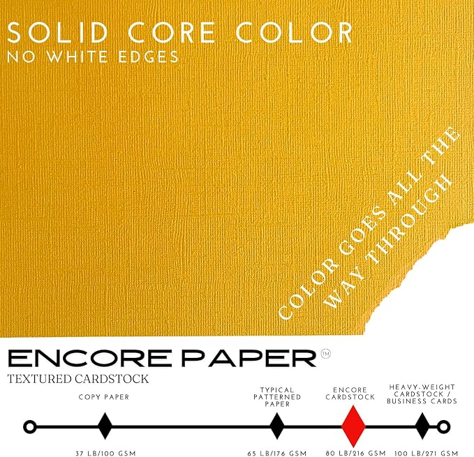 Golden Amber—12x12 Textured Cardstock | 80lb Textured Yellow Scrapbook Paper | Premium Cardstock for Cricut Cutting | 25 Sheets