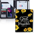 Padfolio/Portfolio Folder Clipboard,Padfolio Clipboard,Writing Portfolio Leather with Cover for Card Holder Slot Letter Size A4 for Office Conference Notepad Clip Boards,Sunflower Matthew 19:26