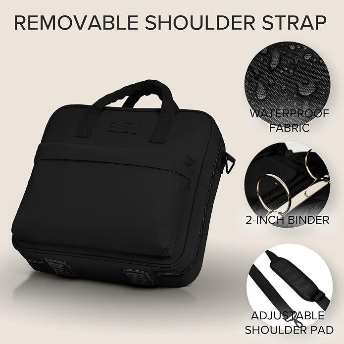 Sturdy 3 Ring Zipper Binder with Strap - 2" Binder with Pockets Holds 500 Sheets, Laptop & More - Durable & Easy to Carry