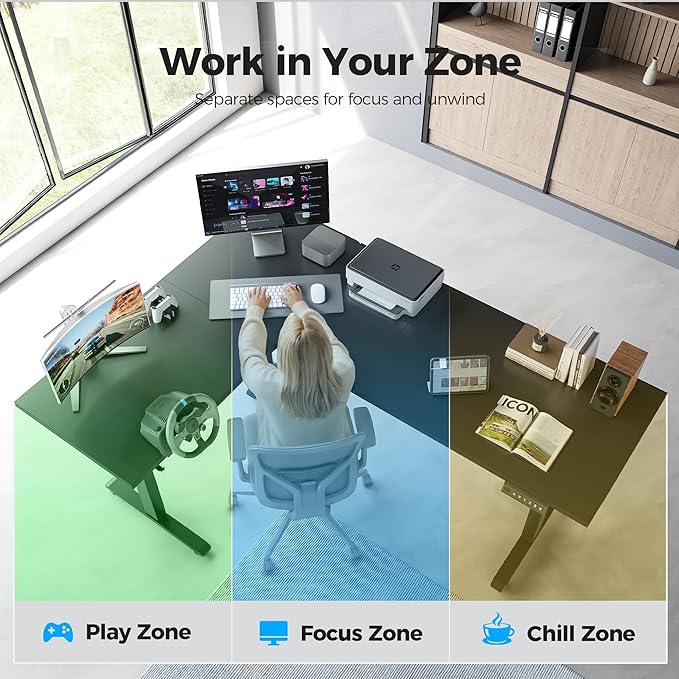 Agilestic L Shaped Standing Desk 63 inch Adjustable Height, Electric Corner Standing Desk, Sit Stand Computer Table with Splice Board, Black | Corner Desk, Ample Workspace, Memory Presets, Hooks, Stable Steel Frame,176 lbs Capacity, Easy Assembly, Spli...