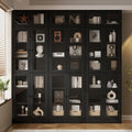 TUSY 85.5" Modern Tall Bookcase with Glass Doors, 7-Tier Wood Bookshelf with Storage for Home Office, Large Curio Cabinet for Living Room, Office, Bedroom, Family Room (Black, AAA)