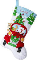 Bucilla Felt Applique 18" Stocking Making Kit, Jolly Deliveries, Perfect for DIY Arts and Crafts, 89552E
