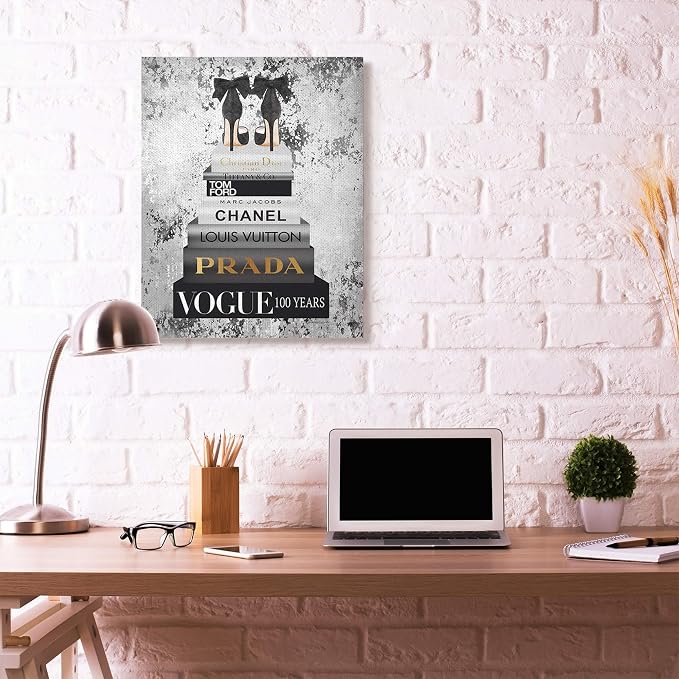 Stupell Industries Fashion Bookstack Glam, 30 x 40 Inch Canvas Wall Art | Stupell Industries · By Amanda Greenwood · Ready to hang · Chic gift for fashion lovers · Made in USA
