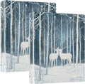 Deer in Snowy Winter Forest 3 Ring Binder 1.5" Decorative D-Ring Binder with Clipboard&3 Clear Pockets, Holds 200 Sheets A4 Size Paper Waterproof Binders for School Home Office|2 Pack