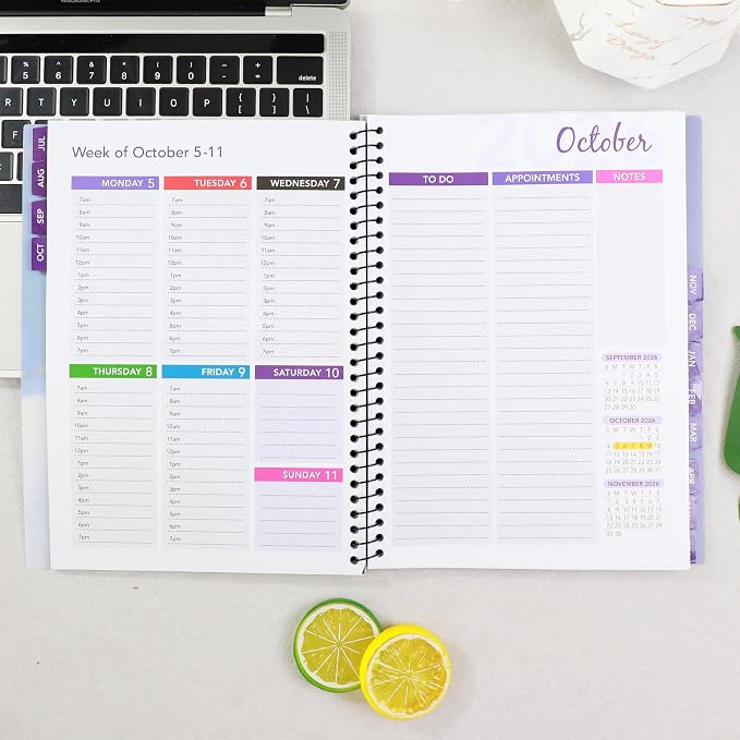 RE-FOCUS THE CREATIVE OFFICE, 2026-2027 Academic Calendar, Monthly and Weekly Views with Time Slots, To-Do List (Purple)