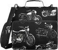 Fisyme Black White Motorcycles Zipper Binder 3 Ring with Zipper and Shoulder Strap Large Capacity Multi-Pocket Binder Organizer