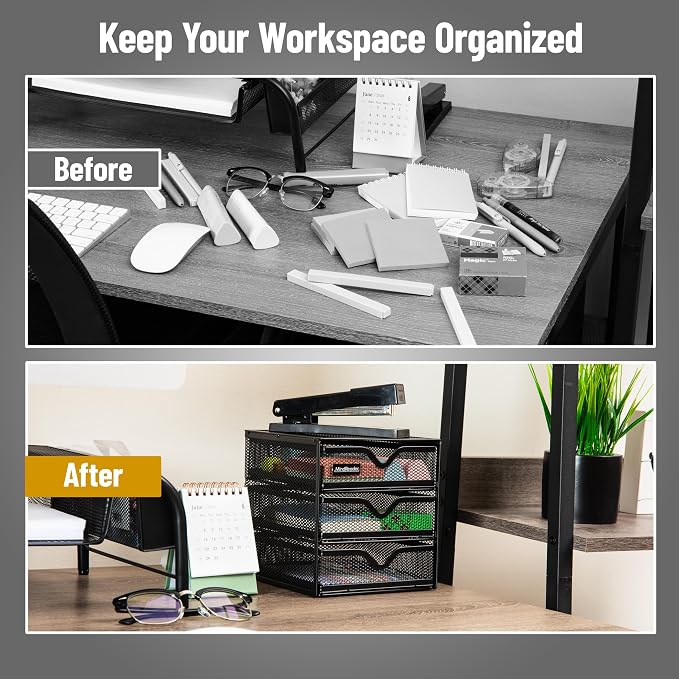 Mind Reader Desktop Accessory Storage, Desk Supplies, Organizer, Office, Metal Mesh, 6.25" L x 6.5" W x 6.5" H, Black