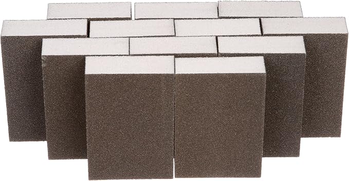 3M Sanding Sponge Block, 12-Pack, Medium Grits, 3-3/4 in x 2-5/8 in | Designed For Sanding Wood Paint Metal Plastic or Drywall Features 3M Abrasive Made with Durable Flexible Foam (CP002-12P)