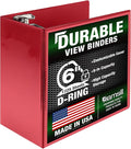 Samsill Durable 6 inch 3 Ring Binder, Locking D Ring Binder, Customizable Clear View Cover, Red, Holds 1225 Pages