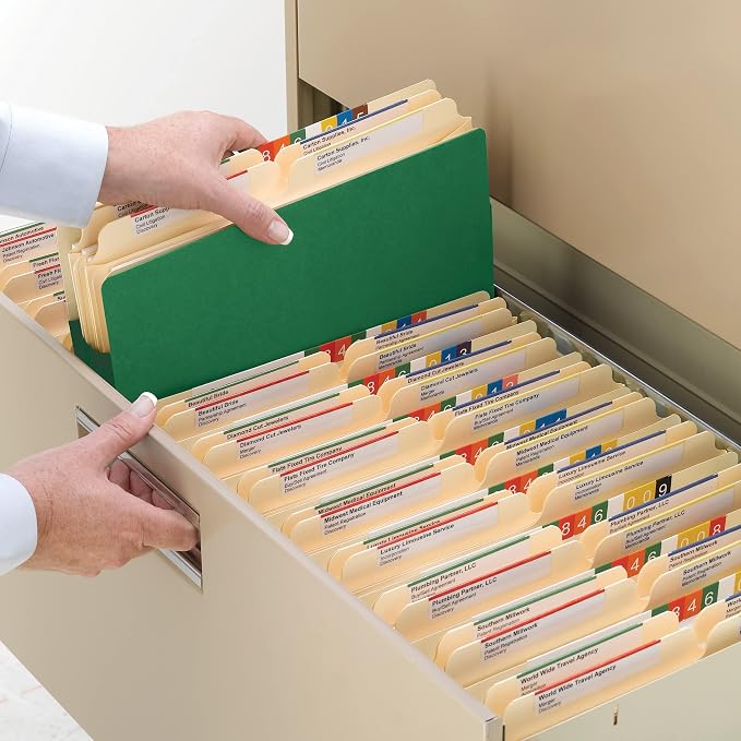 Smead File Pocket, Straight-Cut Tab, 3-1/2" Expansion, Letter Size, Green, 25 per Box (73226)