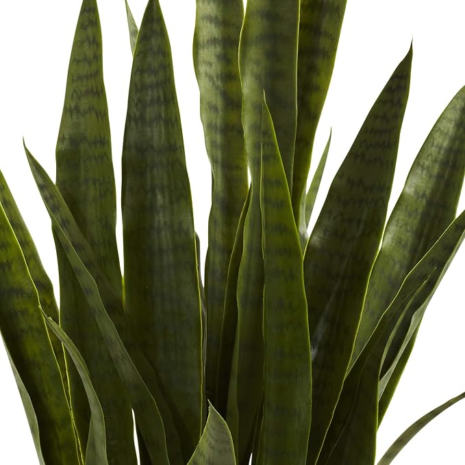 Nearly Natural 35 in Artificial Sansevieria Plant with Black Planter | Artificial Snake Plant, Faux Greenery, Indoor Home and Office Decor, Low-Maintenance