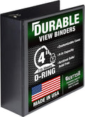 Samsill Durable 4 inch 3 Ring Binder, D Ring Binder, 100% Recycled Chipboard, Black