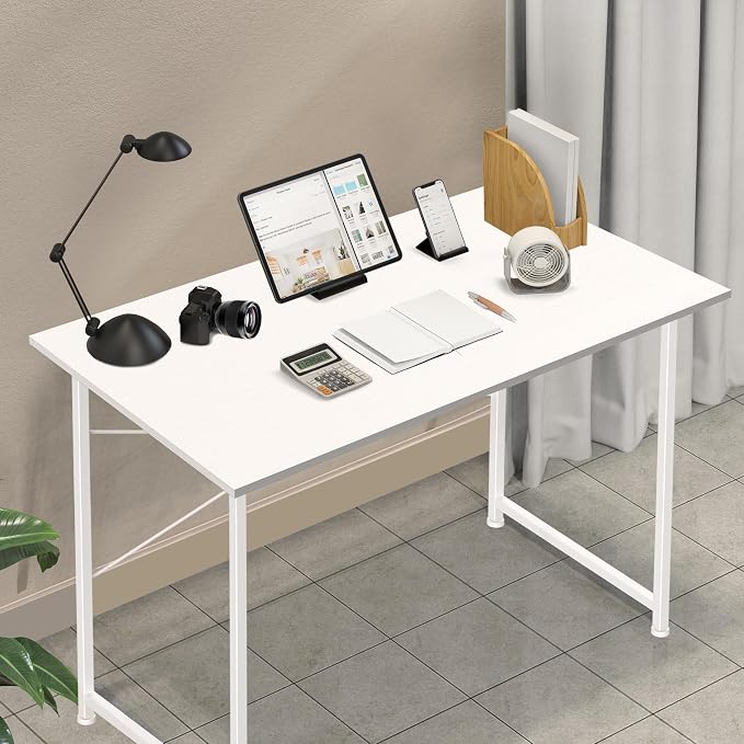 Small Space Writing Desk with Headphone Hooks, Modern Simple Design, Suitable for Study, Home Office and Living Room