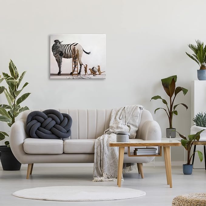 Stupell Industries 'Meerkats Painting Zebra Stripes'| Canvas Art | Stupell Industries | 30 x 24 Inches, Easy to Hang and Sturdy, Made in USA, by Lucia Heffernan