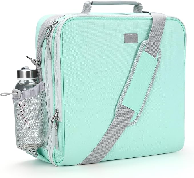 Zipper Binder 3 Inch D-Ring 3 Ring with Water Bottle Holder | Binder with Strap for School/Office, 700 Sheet Capacity-Multiple Pockets, Fit for 13" Tablet/Laptop, Light Blue