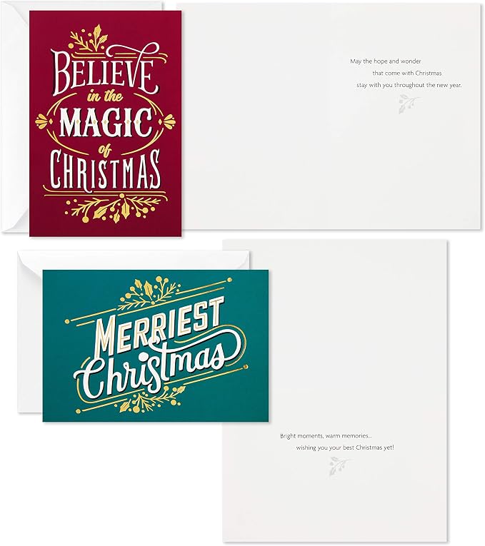 Hallmark Boxed Christmas Cards Assortment, Merriest Christmas (6 Designs, 24 Cards with Envelopes)