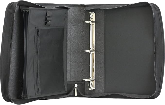 Five Star Zipper Binder, 2-Inch Capacity, 3 D-Rings, Exterior Zippered Pockets, Interior Mesh Pouch, Easy Grip Spine, Black Cover (66352)