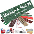 Engraved Name Plates for Door Sign Personalized Green Marble Plastic Plaque with White Letters - Made in USA 2x10 S4