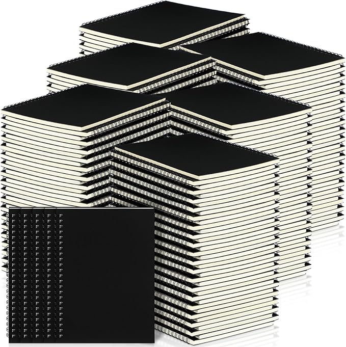 Yahenda 180 Pcs Spiral Notebook Bulk A5 Journal Lined 8.3'' x 5.5'' Writing Composition Paper Small Notepad Subject Notebook for Students Office Business Back to School Supplies (Black)