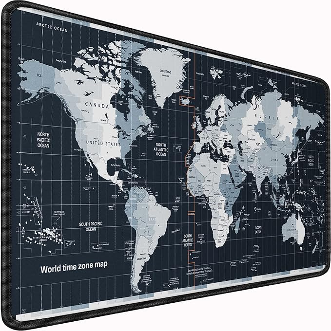Large Gaming Mouse Pad with Stitched Edges, 31.5x15.7 in Extended Computer Keyboard Mouse Mat, Water Resist Non-Slip Mousepad Rubber Base Long XXL Desk Mousepad for Work & Gaming, Home, Map