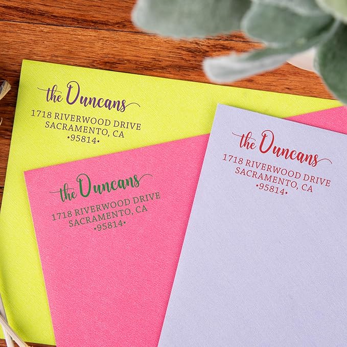 The Duncans Personalized Self-Inking Address Stamp | Envelope Return Address Stamp for Couples and Families | Custom Rubber Address Stamp (1, Medium)