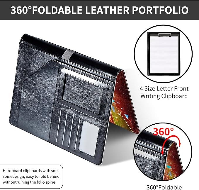 Padfolio/Portfolio Folder Clipboard,Padfolio Clipboard,Writing Portfolio Leather with Cover for Card Holder Slot Letter Size A4 for Office Conference Notepad Clip Boards,Football