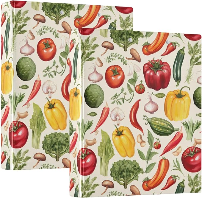 Joko Ivery Vegetables Carrots Tomatoes 3 Ring Binder 1.5 Inch Binders 3 Ring with 3 Pockets & Clipboard Letter Size Three Ring Binder Organizer for Work Recipes Paper Office Supplies Gifts 1 Pack