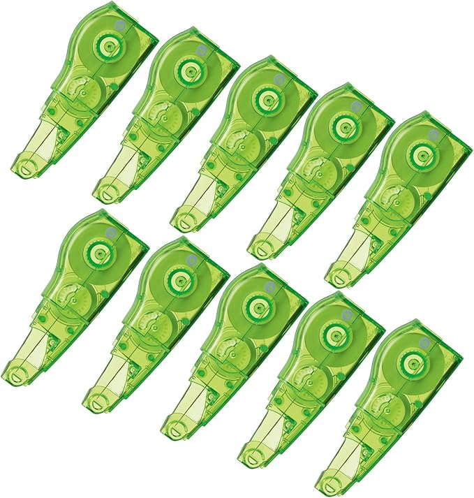 Plus Correction Tape Whiter MR Replacement Tape, 0.2 inches (6 mm) x 2.4 ft (6 mm) x 2.4 ft (6 m), Green, 10 pcs 43-930 x 10
