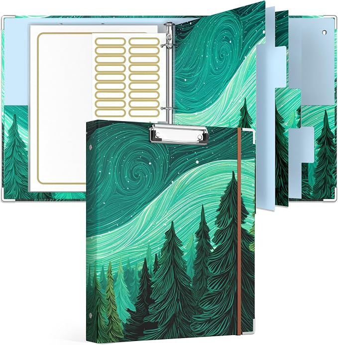 Rouidr 3 Ring Binder with clipboard, 1 inch 8.5 x 11 in Letter Size View Binders Organizer with Dividers Tabs & Clear Sleeves, School Supplies, Office Supplies