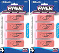 BAZIC Products Pink Bevel Block Erasers, 4 Count, 2-Pack