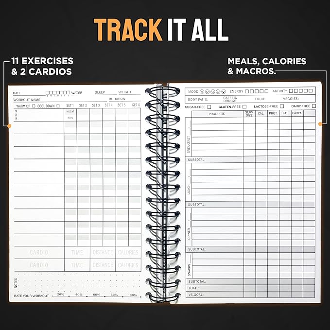 Nextnoid Hardcover Fitness & Food Journal - Nutrition & Workout Planner for Men & Women - A5 Sturdy Workout Log Book to Track Diet, Gym & Home Workouts - Burgundy