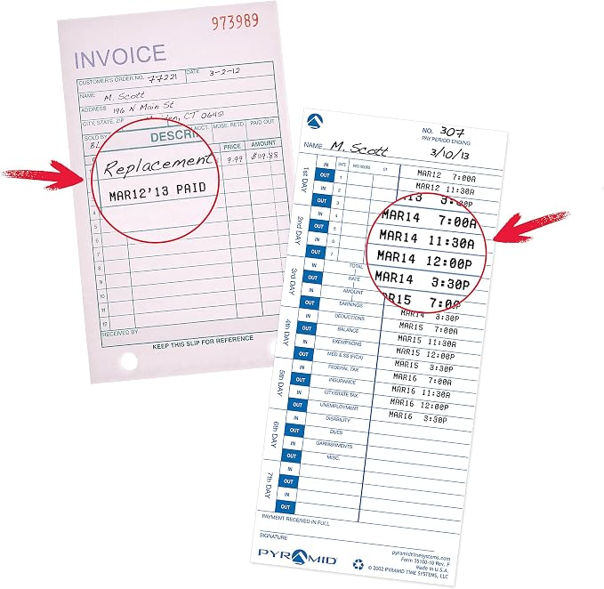 Pyramid Time Systems - 3500SS Employee Automatic Time Clock Bundle | For Payroll Tracking and Attendance Management, With SmartSite Alignment, 25 Time Cards, 1 Ribbon and 2 Security Keys