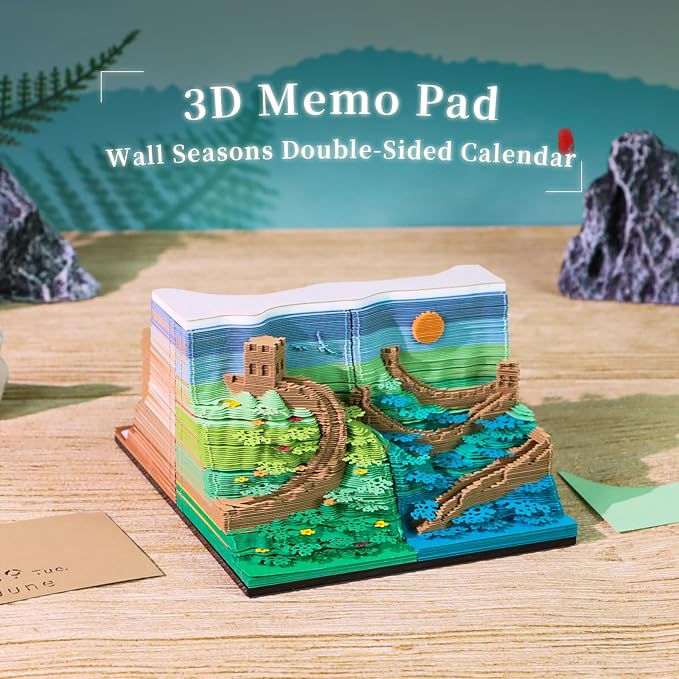 3D Time Piece Calendar, 2027 Desk Calendar With LED Light, 3d Tree Memo Pad Creative Desk Calendar, Christmas Gift for Colleague Friend, Desktop Decoration (Four Seasons)