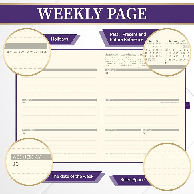 2027 planner weekly and monthly, Jan 2027 - Dec 2027, 9" x 11"