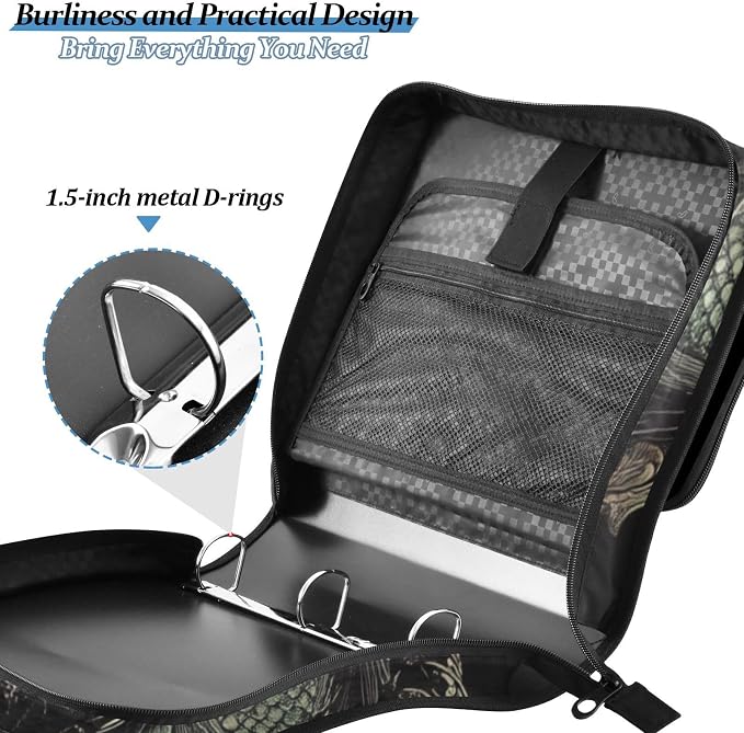 ALAZA Dragon and Moon Zipper Binder 1.5 inch 3 Ring Binder Organizer with Shoulder Strap and Handle for Home Office Work