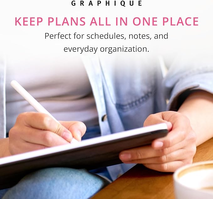 Graphique Apollo Mauve 18 Month Planner, July 2026 – Dec. 2027, Hardbound Vegan Leather Planner with Monthly Tabs, Holidays & Reminder Stickers, 8” x 10”