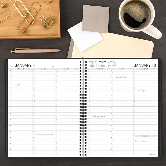 AT-A-GLANCE 2027 Appointment Book Planner, Weekly, 13-Month Jan-Jan, 8.25" x 11", Black (709500527)