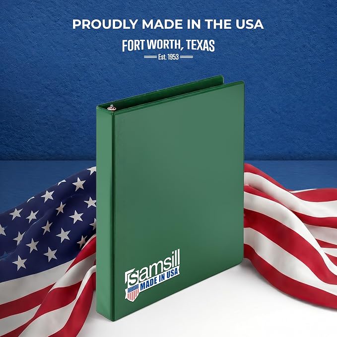 Samsill 1.5 Inch 3 Ring Binders, Economy Round Ring, Clear View Cover, 325 Sheet Capacity - for School, Home, Office - Green, 12 Pack