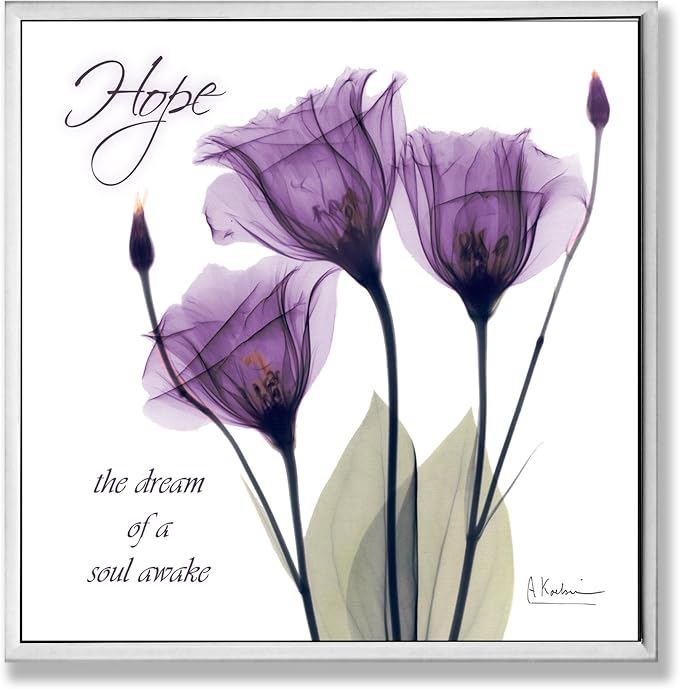 Stupell Home Décor Hope Purple Flower X-ray Art Wall Plaque, 12 x 0.5 x 12, Proudly Made in USA