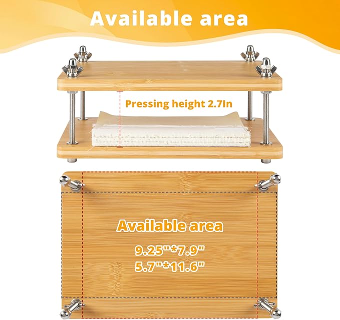 Bamboo Wooden Book Press for Bookbinding - Portable Bookbinding Machine and Book Press (11.6 x 7.9 inches)