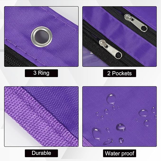YoeeJob 36 Pack 1 Inch Expandable Zipper Pencil Pouches with Clear Window for 3 Ring Binder, Suitable for School & Office(Purple)