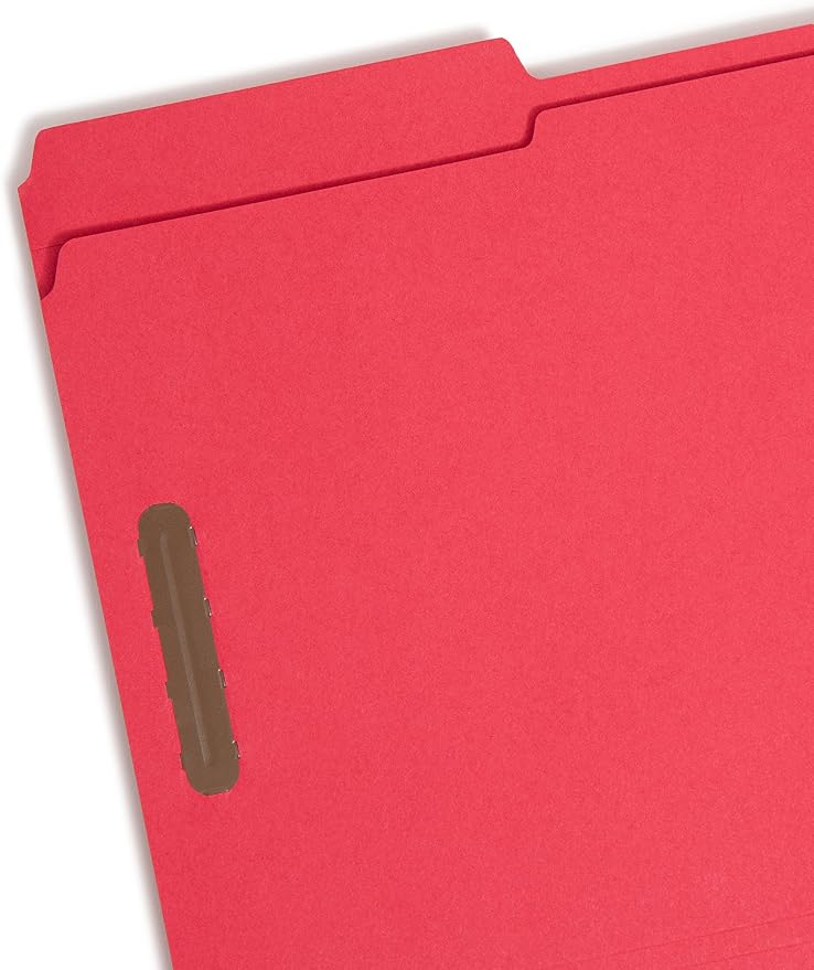 Smead Fastener File Folder, 2 Fasteners, Reinforced 1/3-Cut Tab, Legal Size, Red, 50 per Box (17740) (Pack of 1)