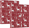 Christmas Reindeer and Snowflakes Plaid 3 Ring Binder 1.5" Decorative D-Ring Binder with Clipboard&3 Clear Pockets, Holds 200 Sheets A4 Size Paper Waterproof Binders for School Home Office|2 Pack
